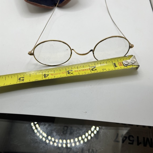 Antique‎ Wire Rim "Windsor" Spectacles Saddle Bridge Gold/ Brass Color with Case - Picture 15 of 16